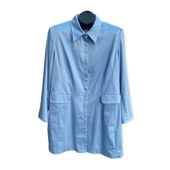 Worthington Woman Strech Vintage Light Blue Mid Length Trench Coat Size 24 Plus - Picture 1 of 12